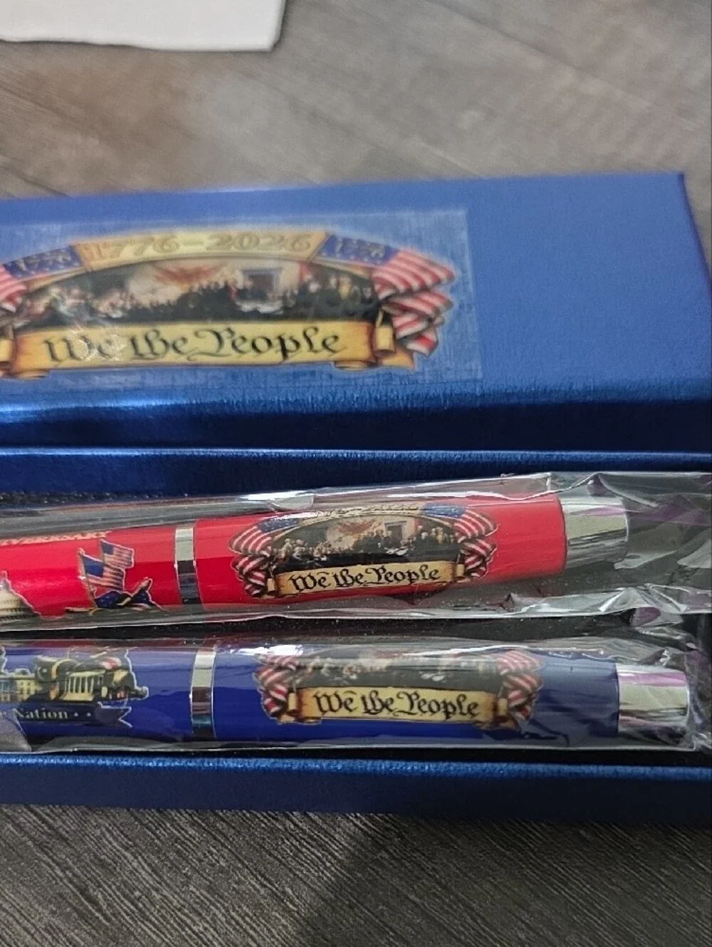 Patriotic 'We the People' Ballpoint Pen Set - Red & Blue -250th Anniversary Pens